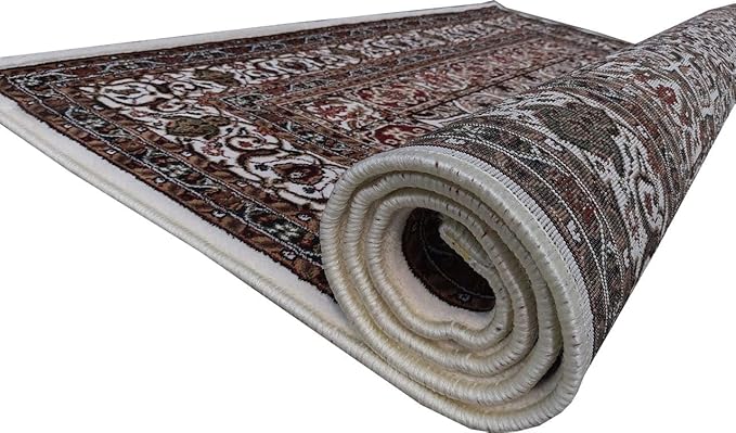 Cream Kashmiri Wool Traditional Kashmiri Carpet