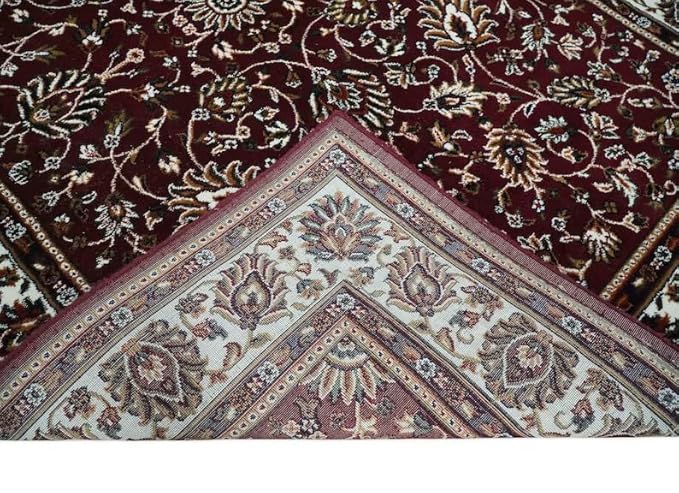 Maroon Kashmiri Wool Traditional Kashmiri Carpet