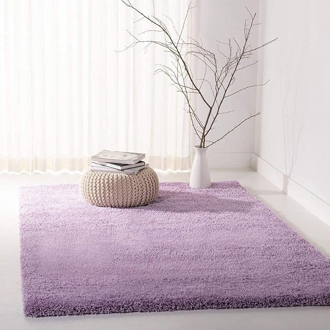 Light Purple Microfiber Solid Handcrafted Ultra Soft Shaggy Carpet