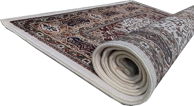 Cream Kashmiri Wool Traditional Kashmiri Carpet