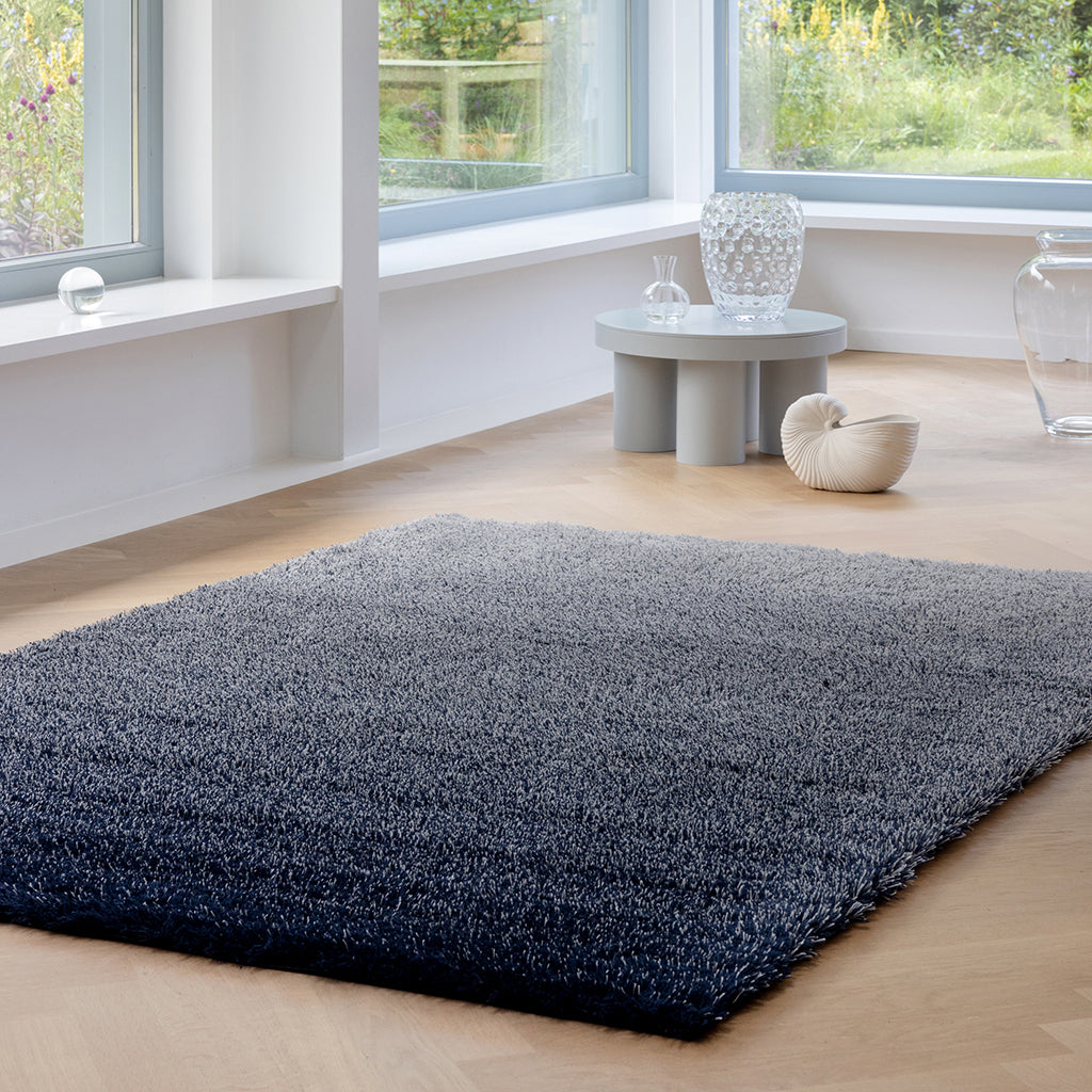 Silver Handcrafted Microfiber Solid Super Soft Shaggy Carpet