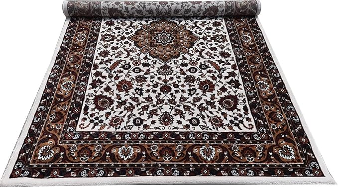 Cream Kashmiri Wool Traditional Kashmiri Carpet