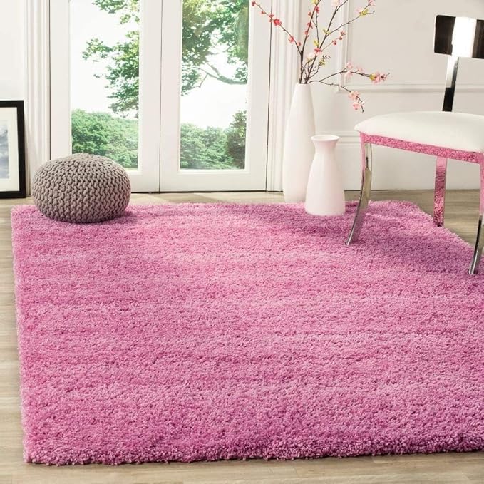 Baby Pink Microfiber Solid Handcrafted Ultra Soft Shaggy Carpet