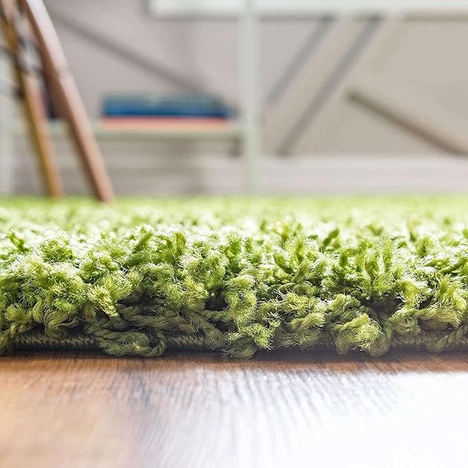 Grass Green Microfiber Solid Handcrafted Ultra Soft Shaggy Carpet