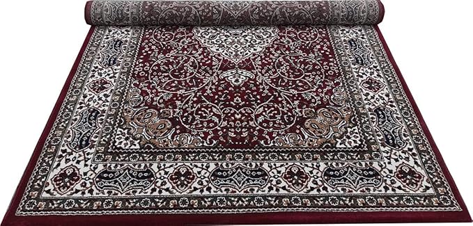 Maroon Kashmiri Wool Traditional Kashmiri Carpet