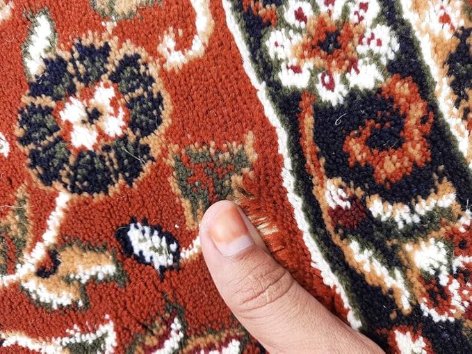 Beige Kashmiri Wool Traditional Kashmiri Carpet