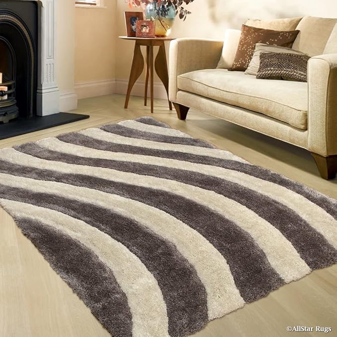 Grey & Ivory Handcrafted Microfiber Super Soft Anti Skid Shaggy Carpet