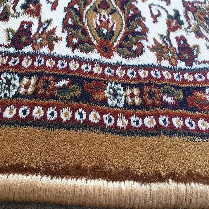 Beige Kashmiri Wool Traditional Kashmiri Carpet