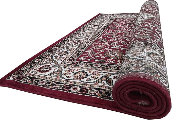 Maroon Kashmiri Wool Traditional Kashmiri Carpet