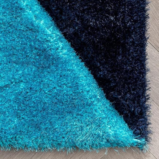 Multicolour Geometric Microfiber Plush Anti Skid Shaggy Carpet