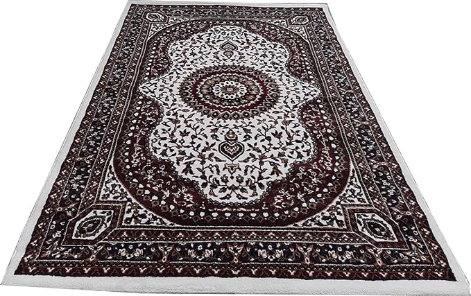 Maroon Kashmiri Wool Traditional Kashmiri Carpet