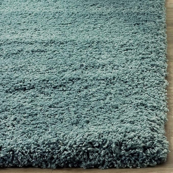 Light Blue Microfiber Solid Handcrafted Ultra Soft Shaggy Carpet