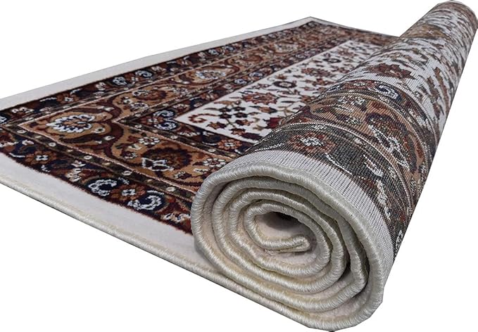 Cream Kashmiri Wool Traditional Kashmiri Carpet