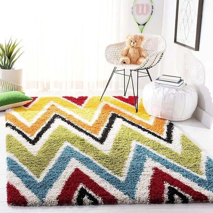 Zig Zag Handcrafted MicroFiber Anti Skid Shaggy Carpet