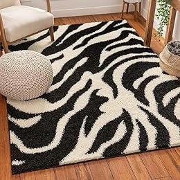 Zebra Handcrafted MicroFiber Anti Skid Shaggy Carpet