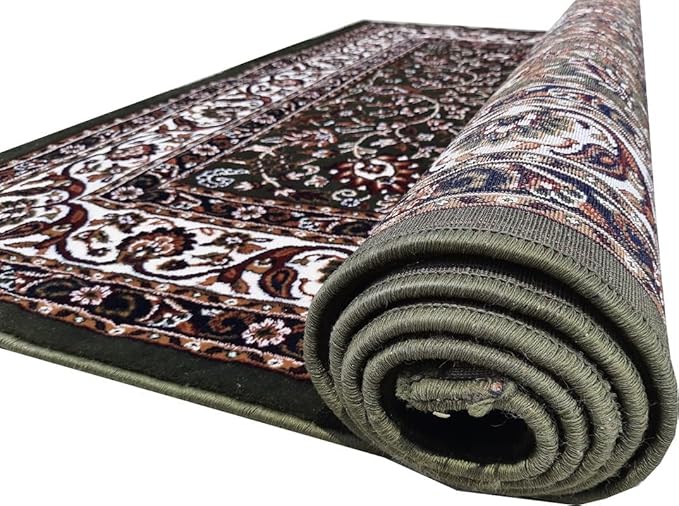 Green Kashmiri Wool Traditional Kashmiri Carpet