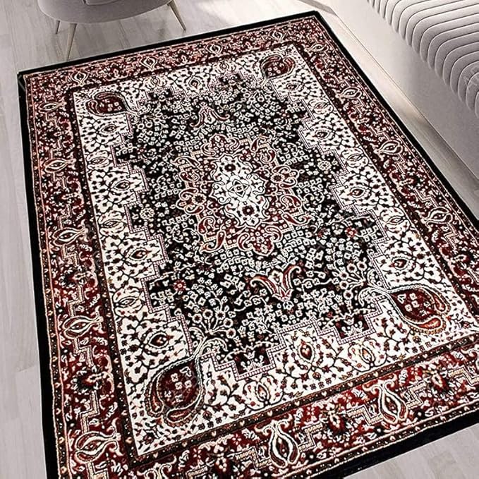 Black Kashmiri Wool Traditional Kashmiri Carpet