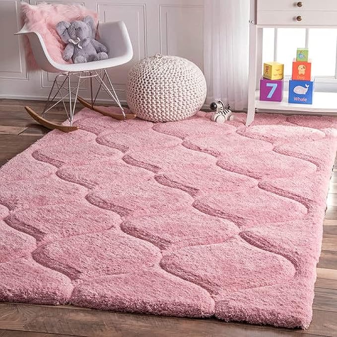 Pink Microfiber Super Soft & Plush Anti Skid Shaggy Carpet