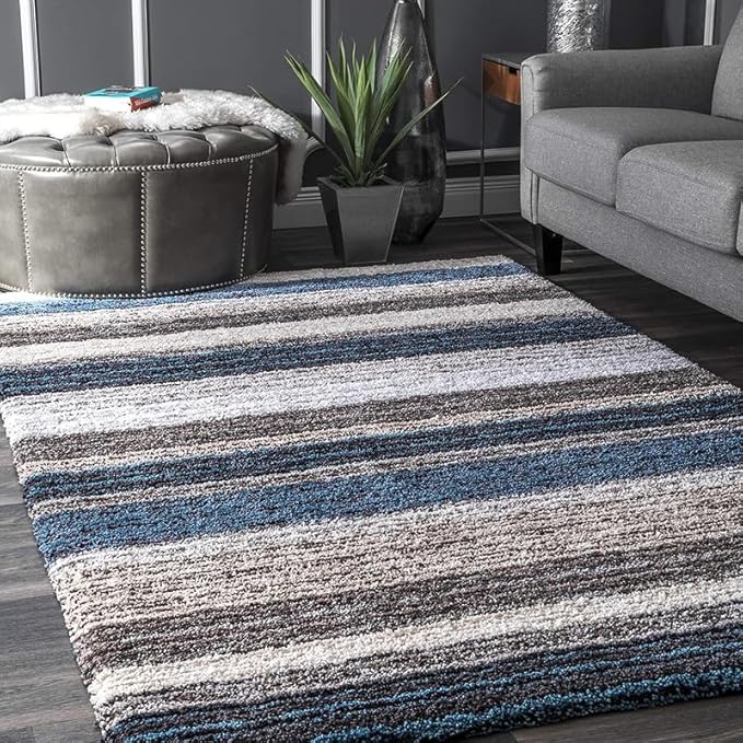 Blue Ombre Super Soft Microfiber Handcrafted Shaggy Carpet