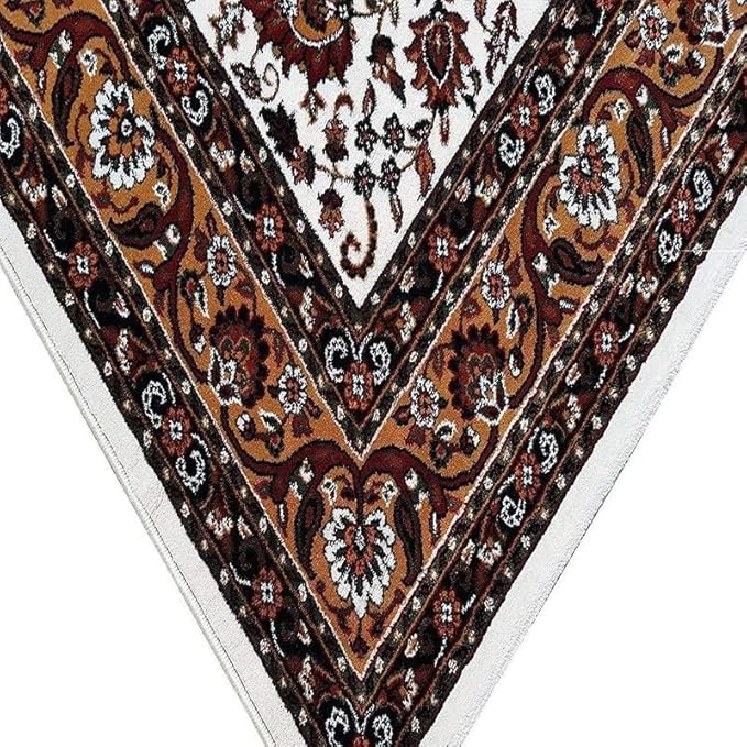 Cream Kashmiri Wool Traditional Kashmiri Carpet