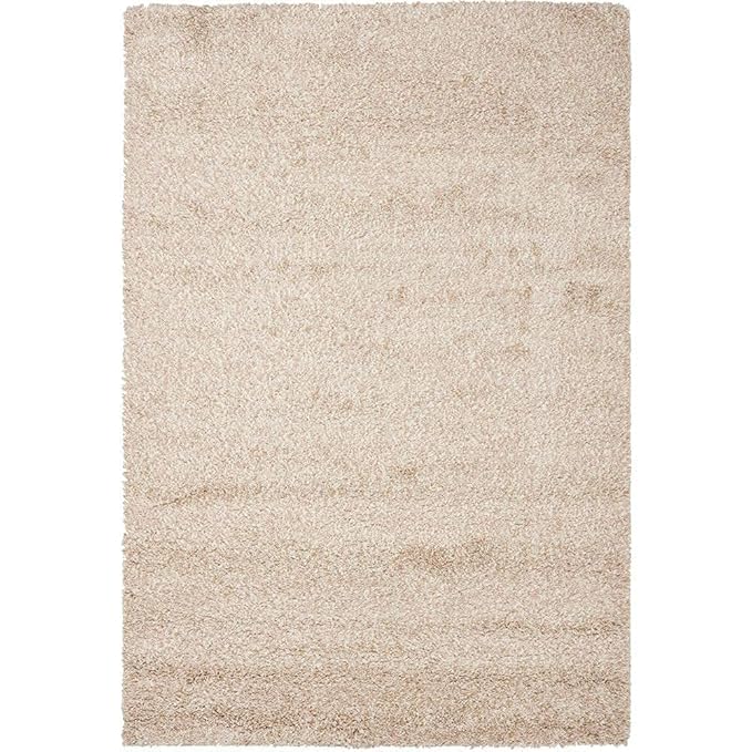 Light Beige Handwoven Microfiber Plush Solid High Density Shaggy Carpet