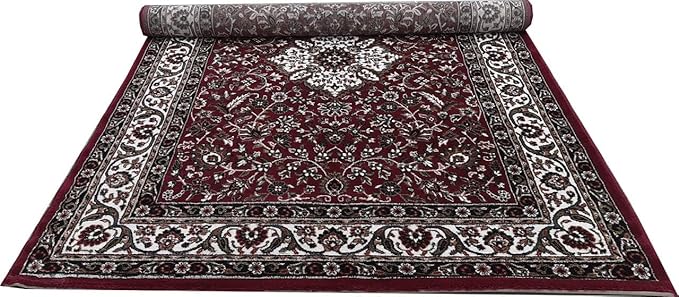 Maroon Kashmiri Wool Traditional Kashmiri Carpet