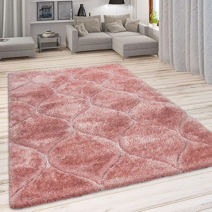 Baby Pink Moroccan Microfiber Super Soft Shaggy Carpet