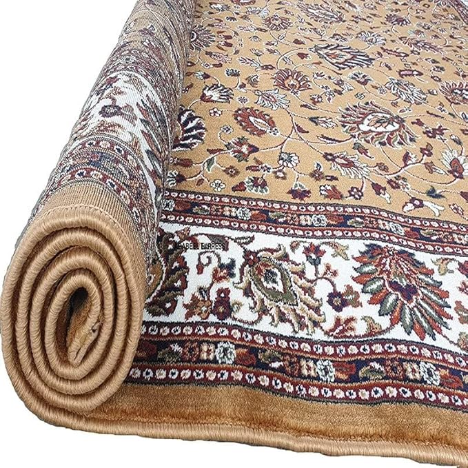 Beige Kashmiri Wool Traditional Kashmiri Carpet