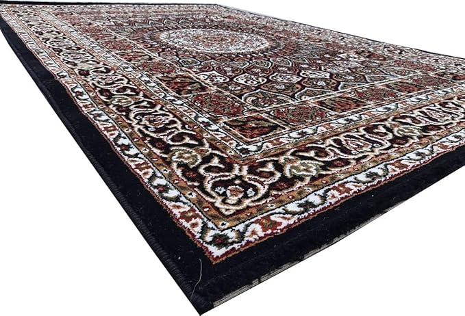 Black Kashmiri Wool Traditional Kashmiri Carpet