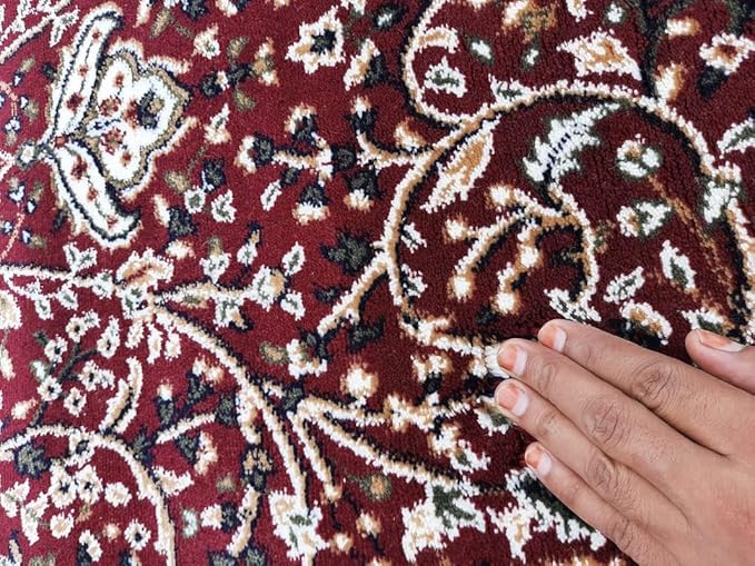 Maroon Kashmiri Wool Traditional Kashmiri Carpet