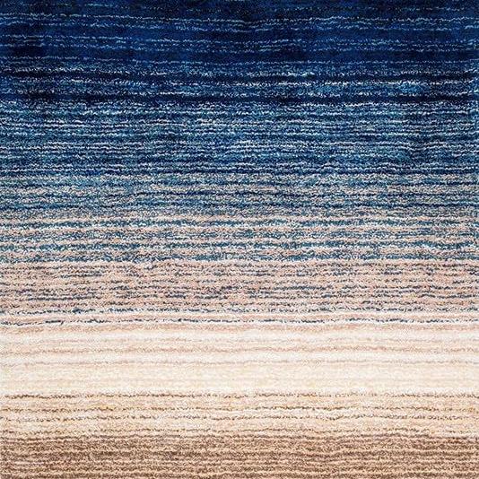 Blue & Beige Ombre Super Soft Microfiber Handcrafted Shaggy Carpet