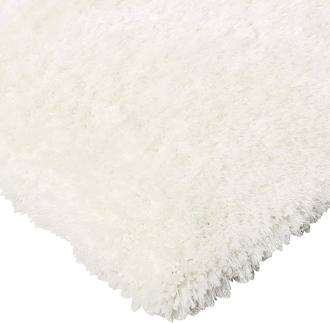 Pure White Handcrafted Round Solid Microfiber Plush Anti Skid Shaggy Carpet