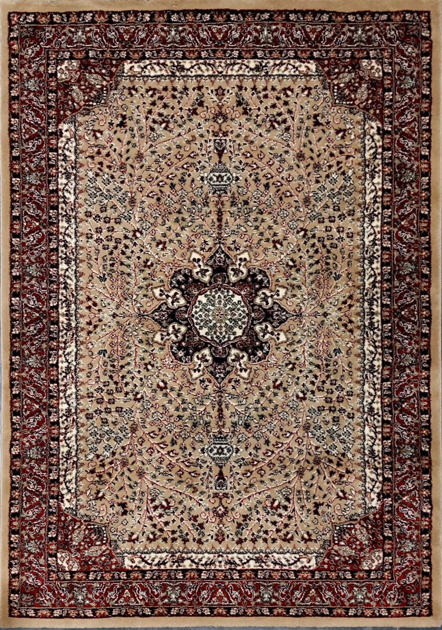 Beige Persian Wool Traditional Heavy Anti Skid Carpet For Living Room & Bed Room