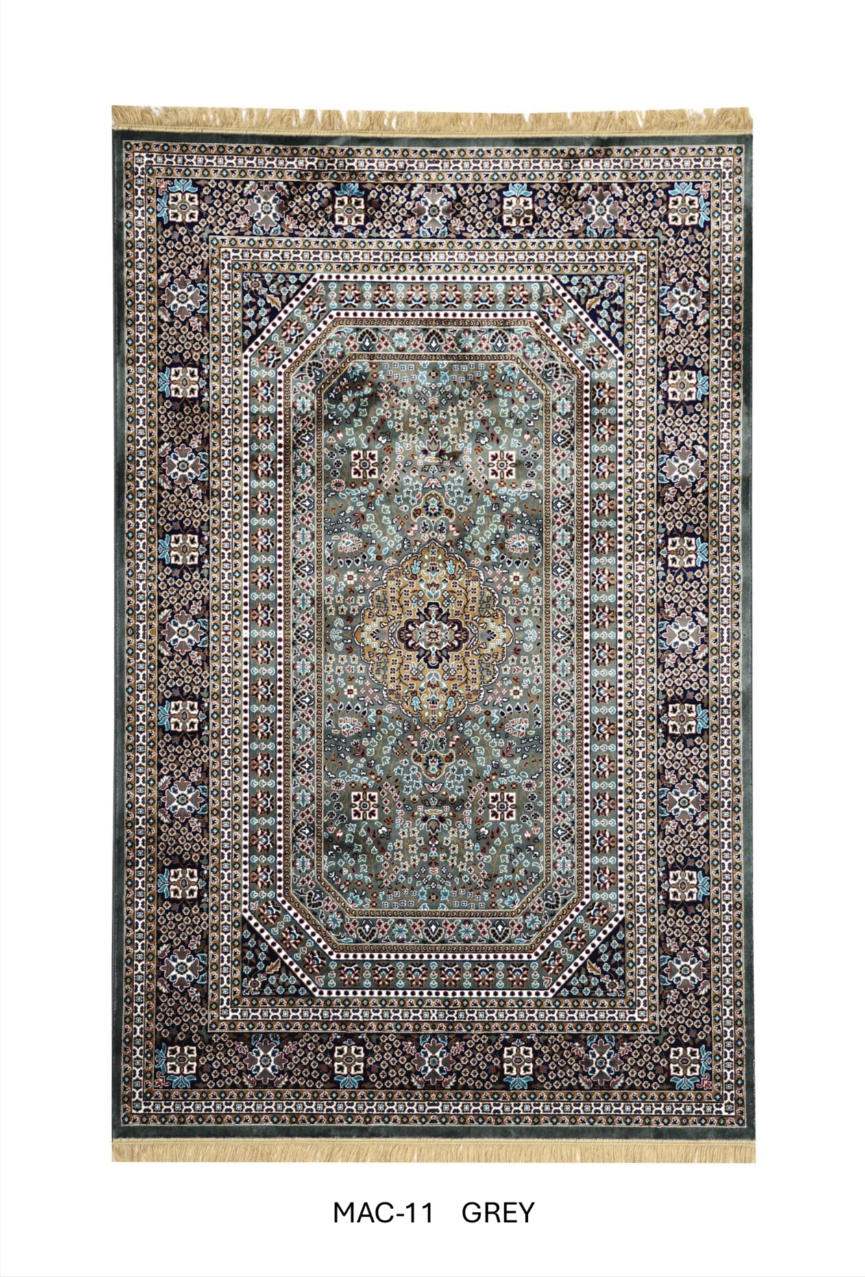 Gray Persian Silk Carpet For Living Room & Bedroom Anti Skid Heavy Rug