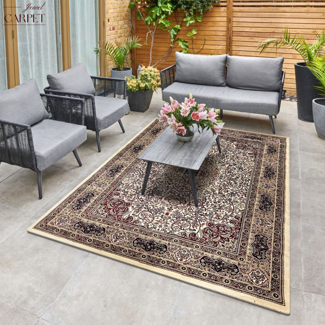 Cream Persian Wool Soft & Plush Traditional Anti Skid Backing Heavy Carpet