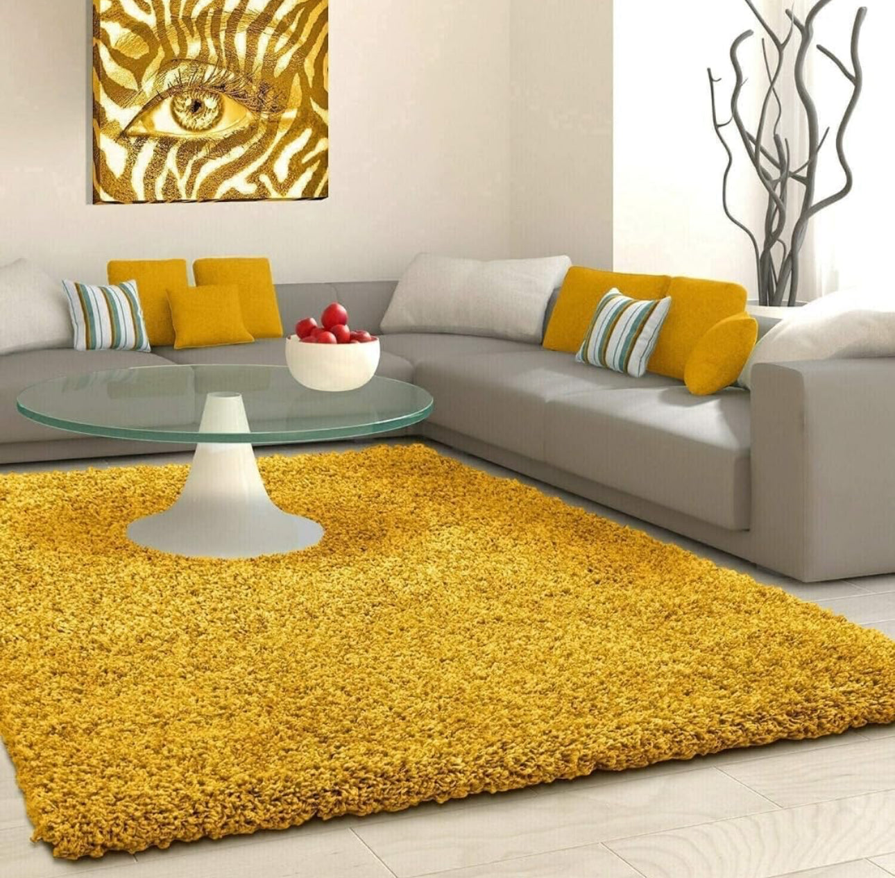 Yellow Microfiber Super Soft Anti Skid Shaggy Carpet