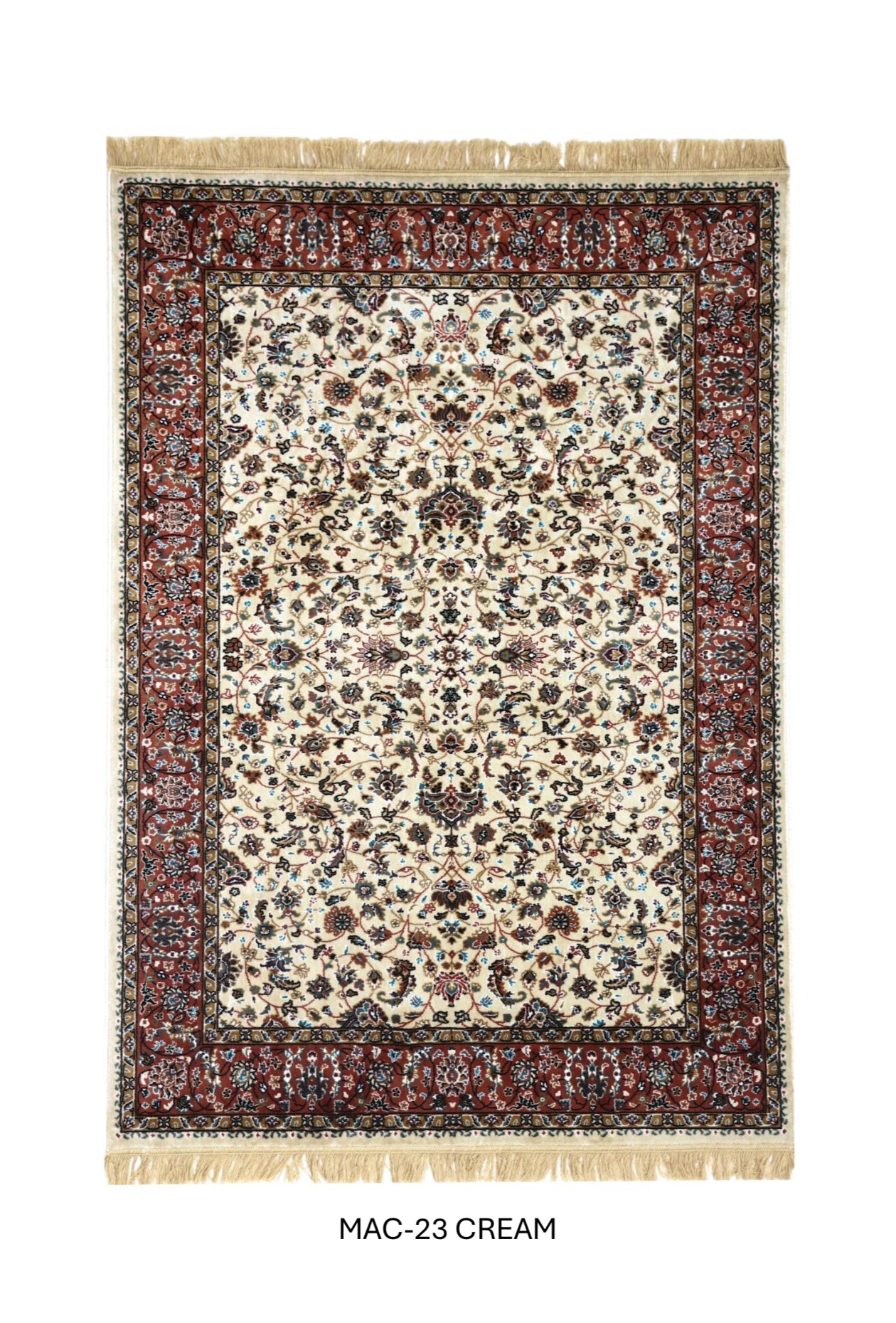 Cream Persian Silk Carpet For Living Room & Bedroom Anti Skid Heavy Rug