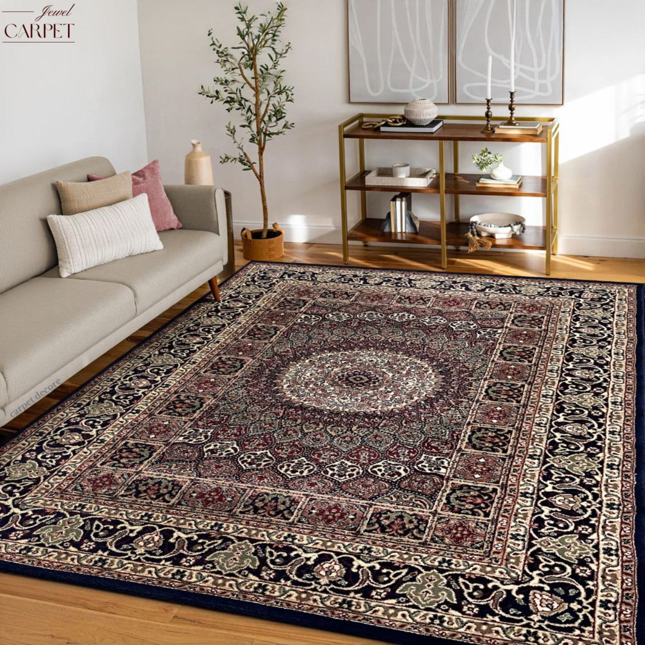 Black Persian Wool Traditional Carpet