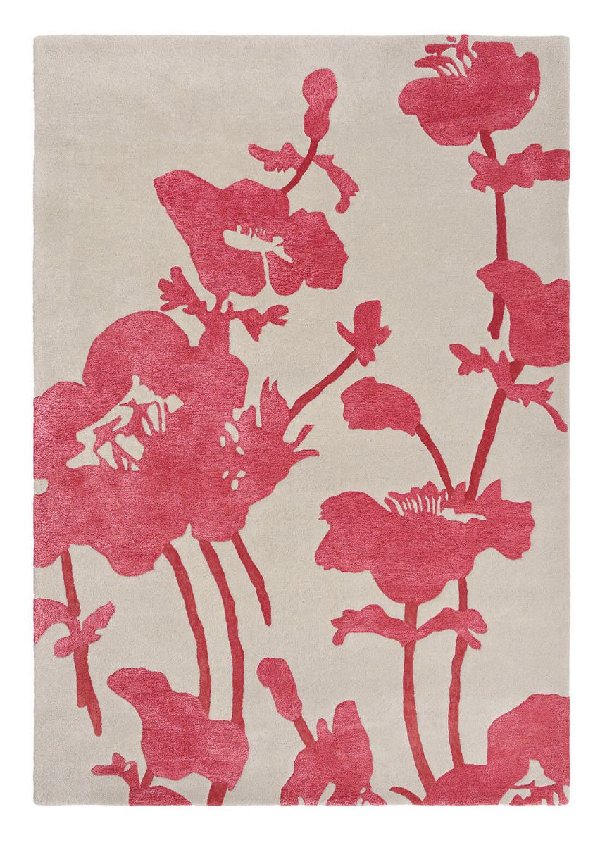 Floral Red Handwoven Wool / Viscose Rug