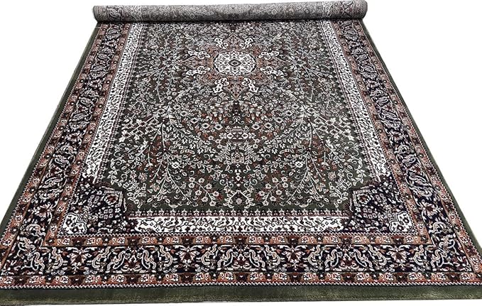 Green Kashmiri Wool Traditional Kashmiri Carpet