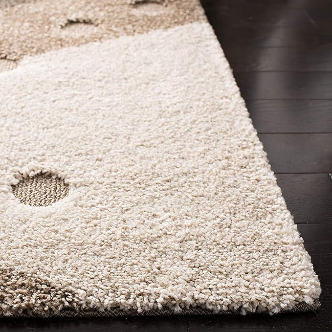 Beige & Brown Milky Way Microfiber Super Soft Hi-Lo Shaggy Carpet