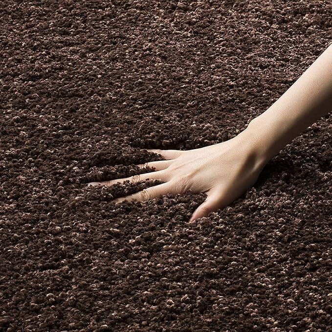 Brown Microfiber Solid Handcrafted Ultra Soft Shaggy Carpet