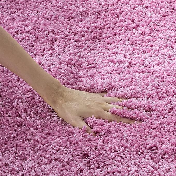 Baby Pink Microfiber Solid Handcrafted Ultra Soft Shaggy Carpet