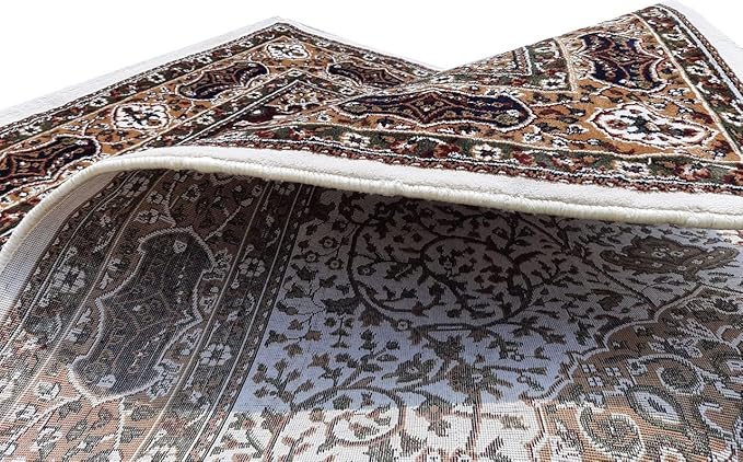 Cream Kashmiri Wool Traditional Kashmiri Carpet