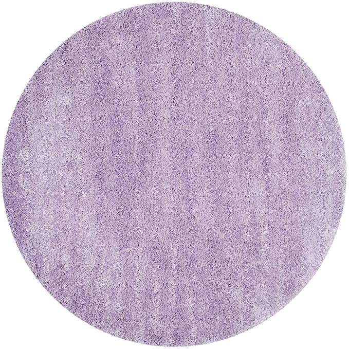 Light Purple Handcrafted Round Solid Microfiber Plush Anti Skid Shaggy Carpet