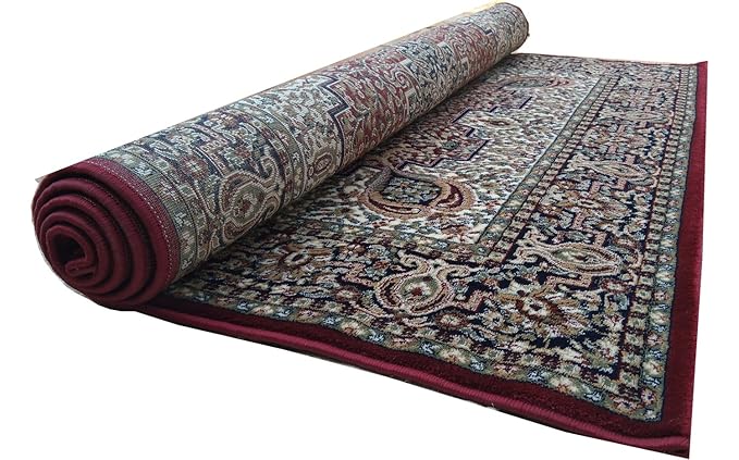 Maroon Kashmiri Wool Traditional Kashmiri Carpet