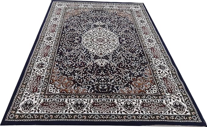 Blue Kashmiri Wool Traditional Kashmiri Carpet