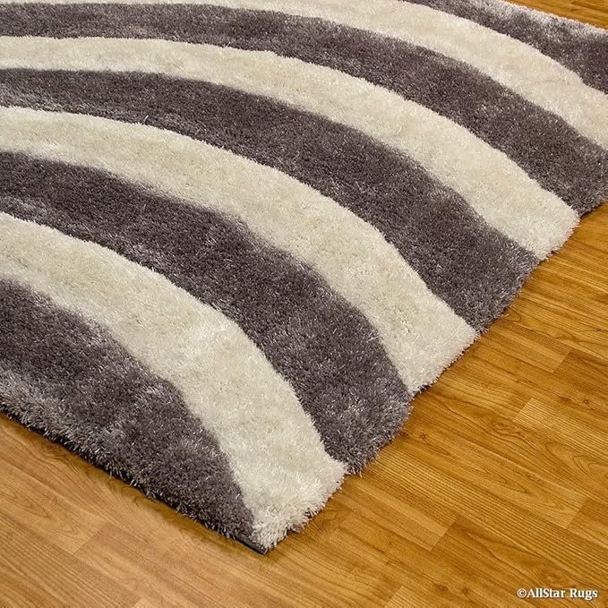 Grey & Ivory Handcrafted Microfiber Super Soft Anti Skid Shaggy Carpet