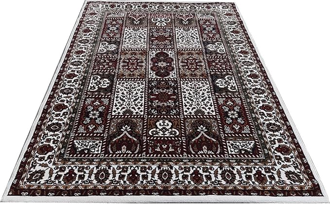 Cream Kashmiri Wool Traditional Kashmiri Carpet