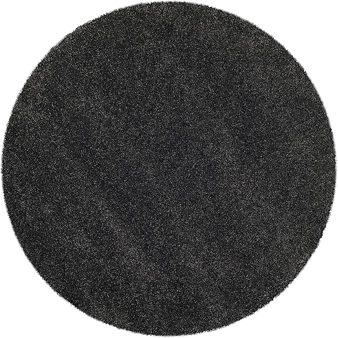 Charcoal Handcrafted Round Solid Microfiber Plush Anti Skid Shaggy Carpet